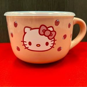 Sanrio Hello Kitty 24 Oz. Soup Bowl Cereal Ceramic Mug w/ Pressure Release Lid